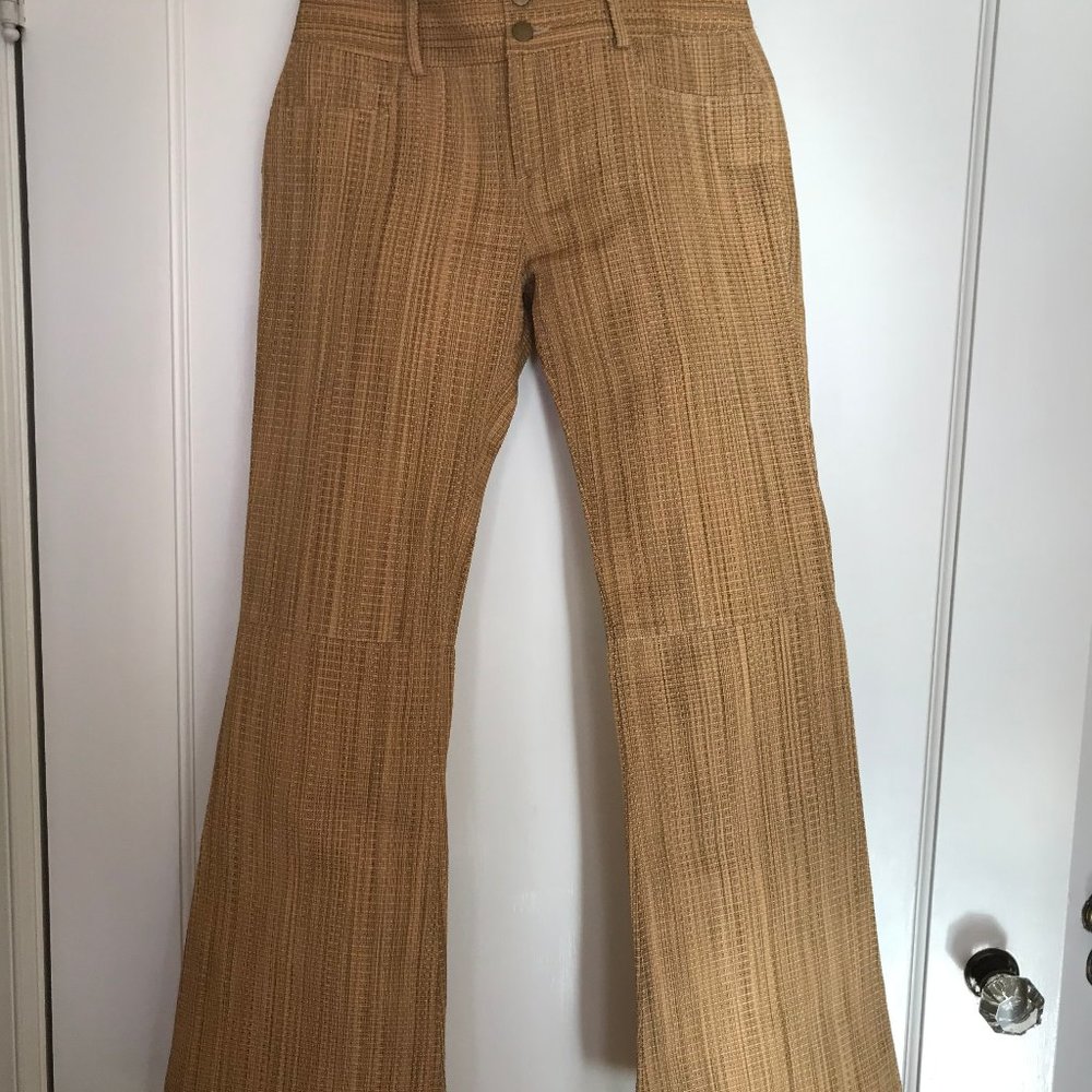 Alice + Olivia textured gold flare pants in